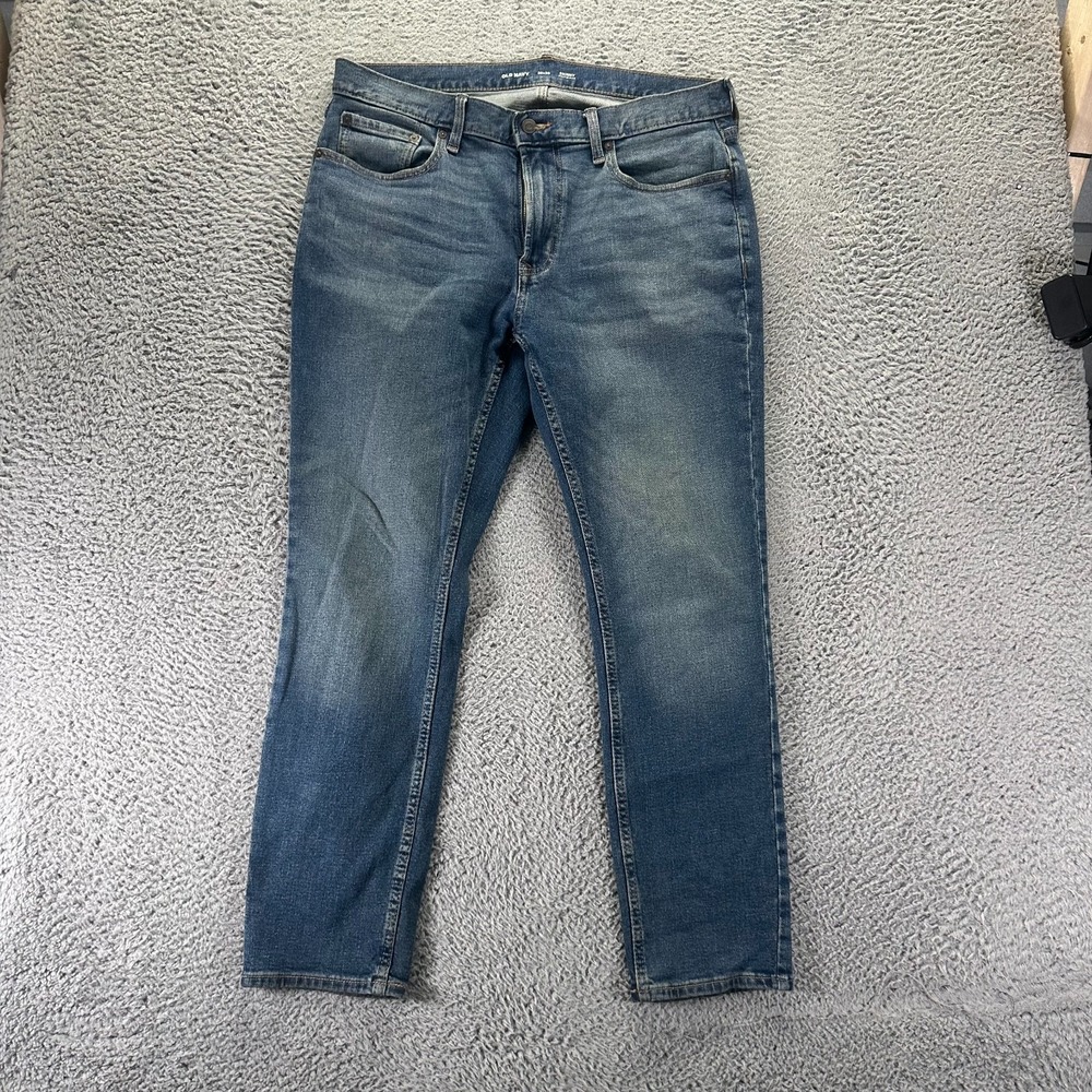 Old Navy Built-In Flex Jeans Mens 36x30 Blue Cotton Denim Skinny Faded Stretch